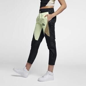 Nike Air Women’s Medium Woven Side Snaps Wind Ankle Pants Black Neon Streetwear